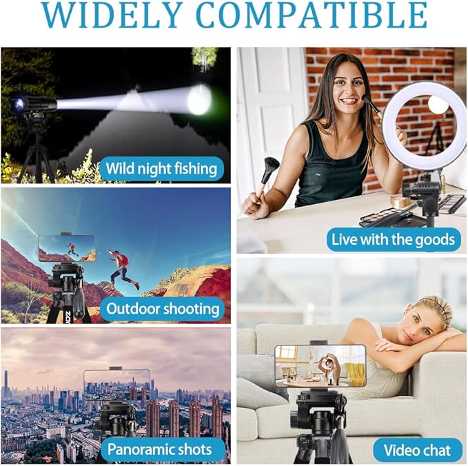 Portable 55-inch Camera Tripod Q111 Lightweight Phone Stand with Phone Holder and Quick Release Plate for DSLR Cameras,Cell Phones,Projector,Webcam,Spotting Scopes Canon EOS Nikon Sony Samsung(Blue)