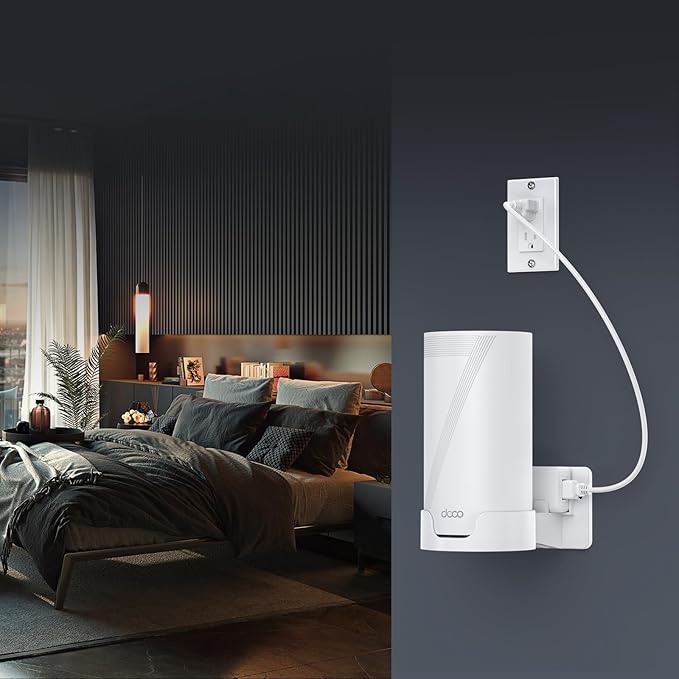 XLTTYWL Deco WiFi 7 Wall Mount Kit, Deco BE65-5G/BE67/BE75/BE85/BE95/BE17000/BE22000/BE33000 Router Mount Bracket &Cable Caddy for TP Decos 7 Tri-Band WiFi 7 Mesh System (White, 3 Pack)