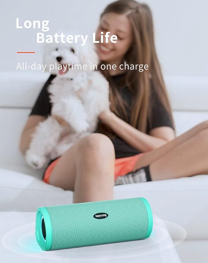 HEYSONG Portable Bluetooth Speaker, Waterproof Wireless Shower Speakers with Good Bass, IPX7 Floating, 5000mAh, TF Card, Loud Sound for Beach, Pool, Kayak Accessories, Gifts for Women, Girl-Mint Green