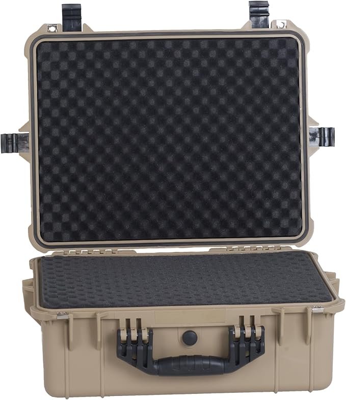 MEIJIA Portable All Weather Waterproof Protective Hard Case,Compact Camera Case with Customizable Fit Foam,Fit Use of Drones,Camera,Equipments, 20.62 x16.85x8.11inches(Desert Tan)