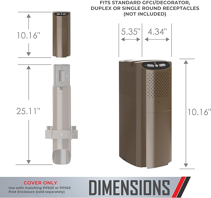 TayMac Bronze Bluetooth Speaker Slide Cover PPSPZ for ParkPost Outdoor Power Enclosure (Required), Wireless Speaker with Built-in Slot for Mobile Device, Outdoor Bluetooth 5.2