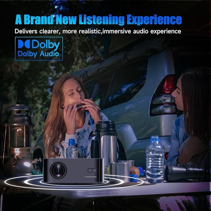 [Netflix Officially Licensed] Smart Projector with WiFi and Bluetooth, Magcubic Native 1080P Auto Focus, Keystone Correction, DoIby Audio Outdoor Movie Projector, Short Throw Home Video Projector