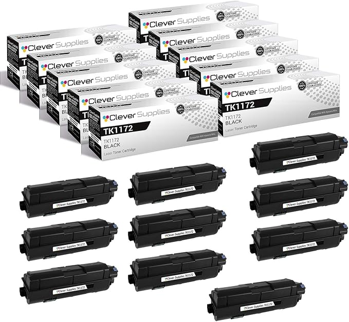 CS Replacement Toner Cartridge Compatible with Kyocera-Mita TK1172 Black ECOSYS M2040dn, ECOSYS M2540dw, ECOSYS M2640idw Black 10 Pack