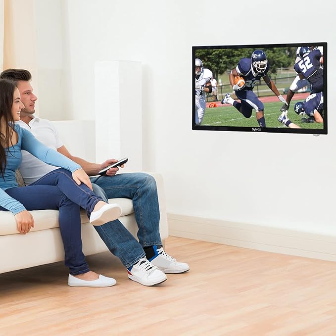 SYLVOX 27 Inch TV 12/24 Volt TV Full HD RV TV,1080P, Built-in Digital Video Disc Player and FM Radio, for Home, RV Camper and Mobile Use, Black