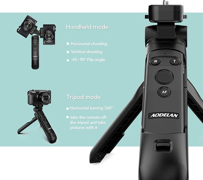 Wireless Shooting Grip and Tripod Camera Remote Control for Canon EOS Rebel SL2, SL3, 77D, R5, R6, T7i, M50, EOS RP, R, PowerShot SX70 HS, G7 X Mark III, G5 X, M6 Mark II