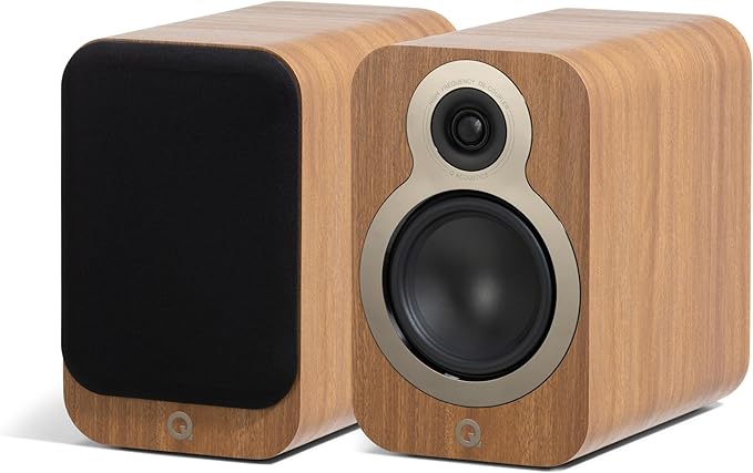 Q Acoustics 3020c Bookshelf Speakers Pair Pin Oak - 2-Way Reflex Enclosure Type, 4.75" Bass Driver, 0.9" Tweeter - Stereo Speakers/Passive Speakers for Home Theater Sound System