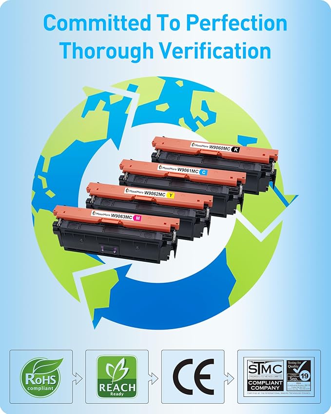 MasaiMara W9060MC W9061MC W9062MC W9063MC Compatible Toner Cartridges Replacement for HP Color Managed E55040 E55040DW E57540dn E57540 E57540C Printer(Black, Cyan, Magenta, Yellow, 4-Pack)