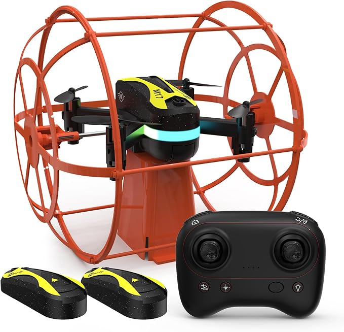 M17 Protective Cover Mini Drone RC Quadcopter for Beginners Land-Air Dual Mode Drone Headless Mode 3 Speed Modes 3D Flip Rechargeable Battery One Key Control