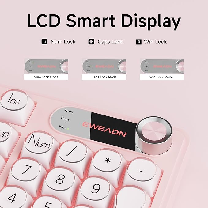 V102 Wired Keyboard, 98 Keys Creamy Gaming Keyboard with Number Pad, Display Screen & Media Knob RGB Silent Wired Cute Computer Keyboard for Laptop PC Gamer - Green