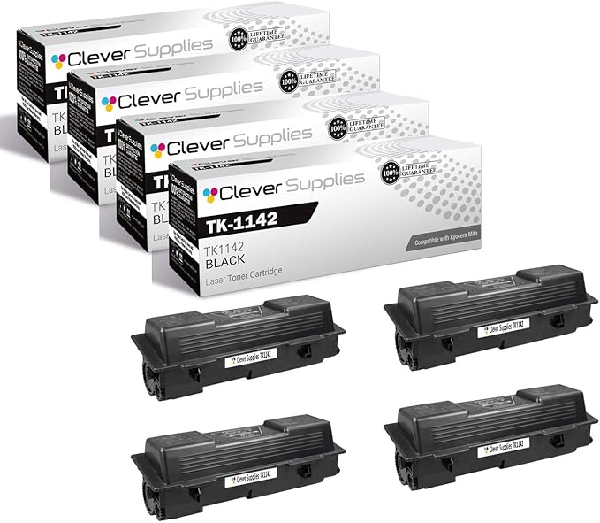 CS Replacement Toner Cartridge Compatible with Kyocera Mita TK-1142 TK1142 Black FS Series FS-1035 MFP FS-1135 MFP M Series M2035dn M2535dn Toner Cartridge 4 Pack