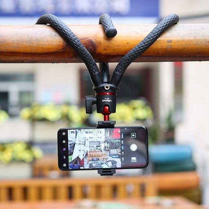 ULANZI Camera Tripod, Mini Flexible Stand w Hidden Phone Holder w Cold Shoe Mount, 1/4'' Screw f Magic Arm, Universal f iPhone 17 16 15 14 Pro Max XS Max X Samsung Canon Nikon Sony DJ Pocket 3 Cameras