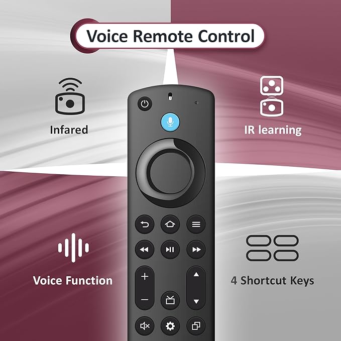 Voice Remote Replacement for All Fire-Series, TV Cube/Stick, Compatible with Stick 4K Max/4K (1st/2nd Gen), Stick (2nd/3rd Gen)/Stick Lite/HD, Omni Series, Insignia/Toshiba/Pioneer Smart TV