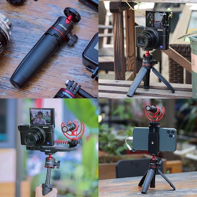 ULANZI MT-08 Extension Pole Tripod, Mini Selfie Stick Tripod Stand Handle Grip for Osmo Pocket3 Webcam iPhone 17 11 Pro Max Smartphone Canon G7X Mark III Sony ZV-1 RX100 VII A6400 A6600 Cams Vlogging