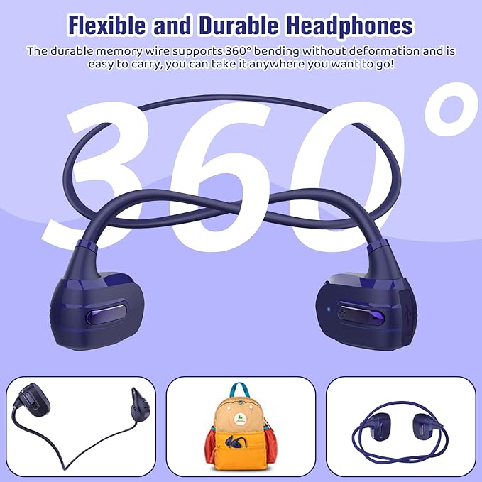 BANIGIPA Kids Headphones, Open Ear Headphones Comfortable for Teens Child Boys Girls, Wireless Bluetooth 5.4 Headset w/Mic for School/Tablet/Travel, 13g Ultra-Light, Protect Hearing, 10H Playtime