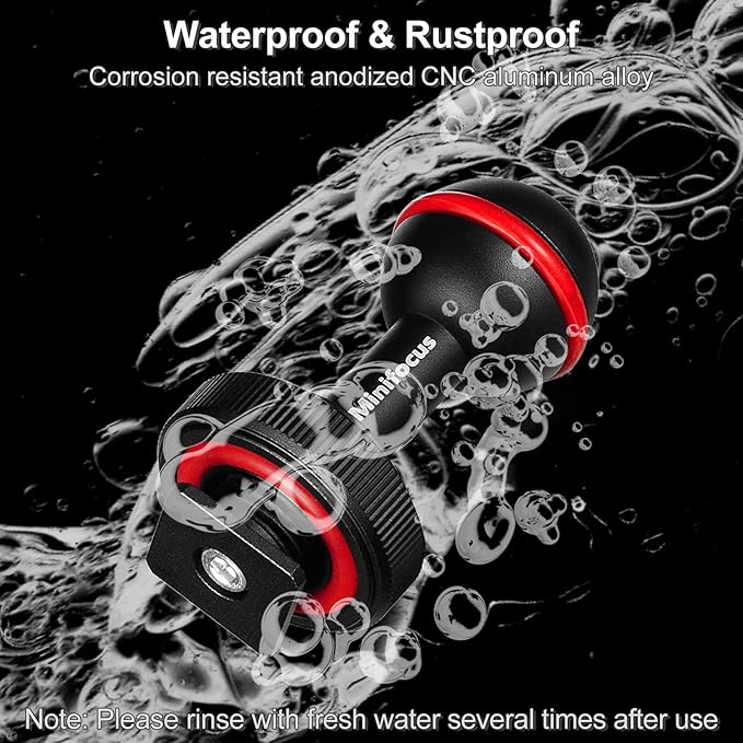 MINIFOCUS 1" Ball Head Cold Shoe Base Adapter, Universal Ball Joint Bracket with Cold Shoe Base Adapter for Diving Light Underwater Camera Waterproof Housings Case Video/Flash/Strobe Hot Shoes