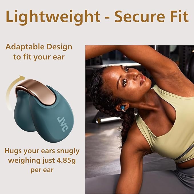 JVC Nearphones Open Ear True Wireless Headphones - Open Ear Earbuds - Bluetooth 5.3-24H Playback - IPX4 Water Resistant - Built-in Mic - Awareness & Comfort - Ear Clip Earbuds - HANP1T