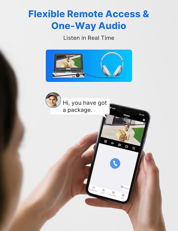 [16CH Expandable] Hiseeu Wireless Security Camera System with 10in LCD 4K Monitor, 4Pcs 5MP Outdoor Indoor Cameras with One-Way Audio, Waterproof, Motion Detect, 1TB HDD/Cloud Storage