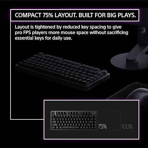 Sony INZONE KBD-H75 75% Wired Aluminum Chassis Gaming Keyboard, Hall-Effect Switch, Rapid Trigger, Adjustable Actuation Point, 8000 Hz Polling Rate, RGB Lighting, Volume Dial