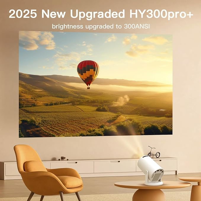 Built-in Apps & 2025 Upgraded Smart Projector with Wi-Fi 6 & Bluetooth 5.4, 1080P 4K Support Full HD, Auto Keystone 360° Portable Home Cinema Mini Projector for iOS/Android OptiBarrel 500