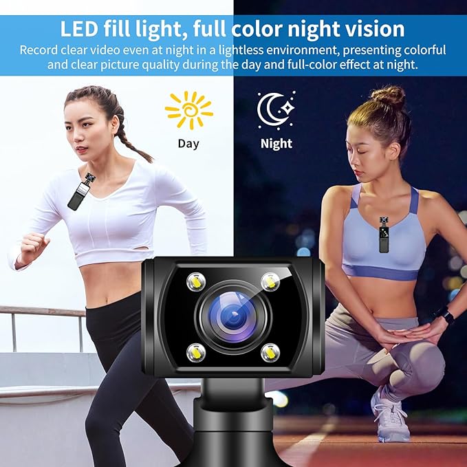 Mini Body Clip Camera with Audio and Video Recording FHD Mini Handheld Body Worn Cam Portable Small Personal Camcorder Sport Action Outdoor Video Recorder （64G Card Included）