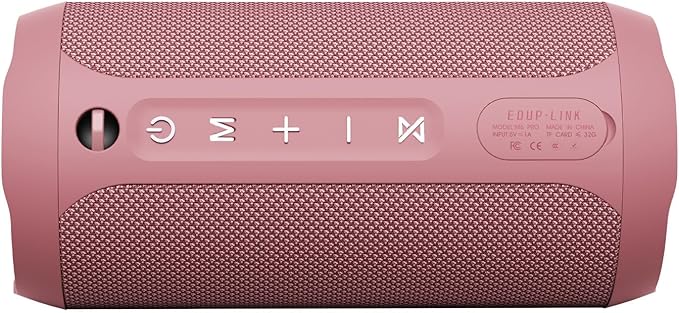 EDUPLINK Bluetooth Speaker IPX7 Waterproof Wireless Speaker with Bass 20H Playtime TWS Stereo Pairing Portable Outdoor Speakers for Beach Camping Travel Gifts for Women Girls Girlfriend Teens Pink