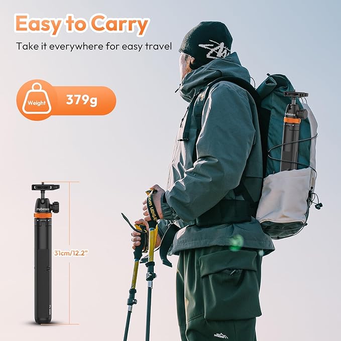 Selfie Stick Tripod for Gopro Camera, 62" Extendable Tripod Stand with 360° Ball Head 1/4" Screw, Portable Lightweight Camera Tripod for GoPro Max Hero 13 12 11 10 9 8 DJI OSMO Action Camera