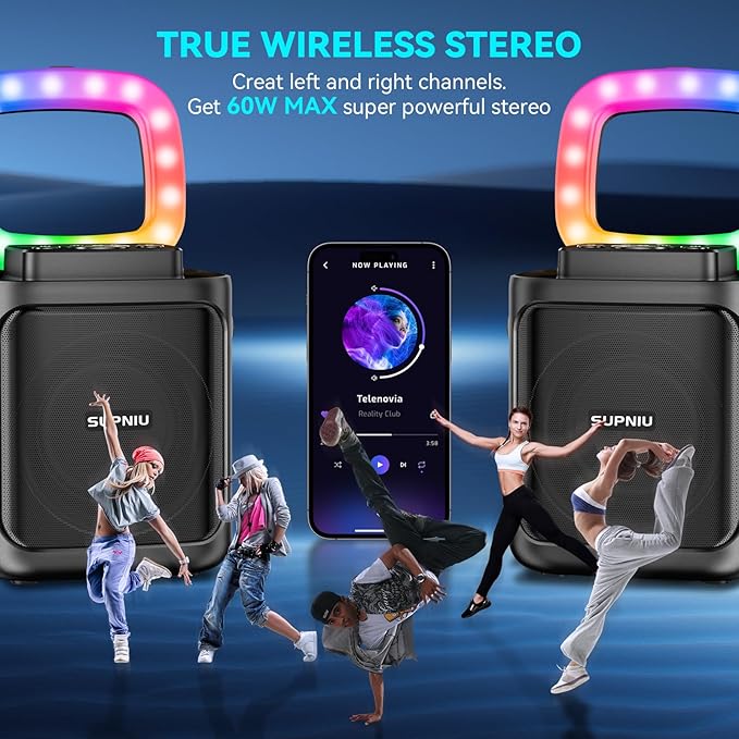 30W Portable Bluetooth Speaker Wireless with Loud Crystal Clear Stereo Sound - TWS Pairing & 24H Playtime with Led Lights | Small Party Speakers for Indoor/Outdoor, Travel, Gathering (1pcs)