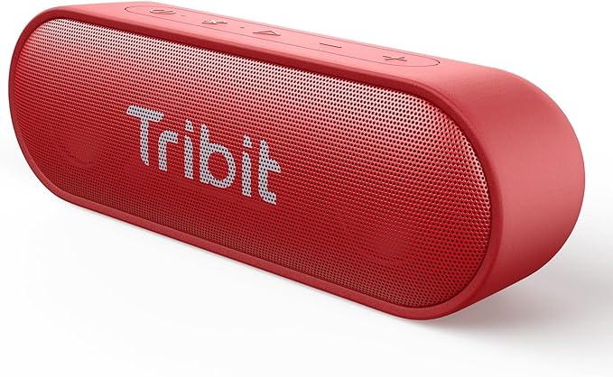 Tribit Bluetooth Speaker XSound Go, 16W Loud Sound & Deeper Bass, 24H Playtime, IPX7 Waterproof, Bluetooth 5.3 TWS Pairing Portable Wireless Speaker for Home, Outdoor (Red)