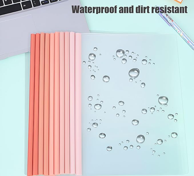 40 Pack Report Covers with 60 Sticky Tabs, Clear Report Covers with Sliding Bar, Clear Report Covers for A4 Paper, Presentation Folder with Marker Sticky Tabs(Gradient Color)