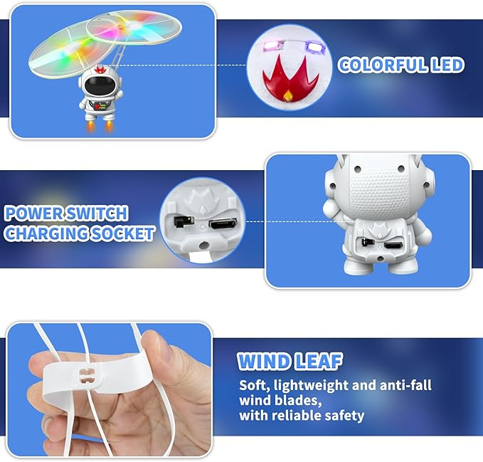 Drones for Kids 8-12 Birthday, Mini Robot Infrared Induction Flying Drone,LED Helicopter Flying Ball Toys for Kids Boys Indoor Outdoor Games (Astronaut)
