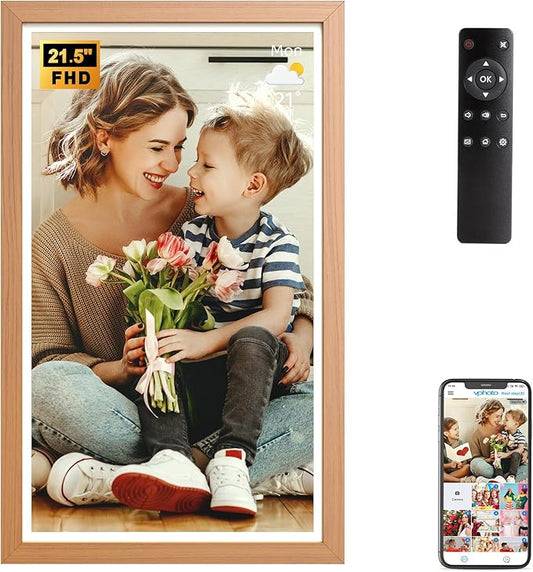 Large Digital Picture Frame 21.5"-WiFi-Photo-Frame - 1920 * 1080 IPS FHD Digital Photo Frame Display, 32GB, Wall Mounted, Load Photos Videos from Phone via App Email, Gifts for Mom Dad