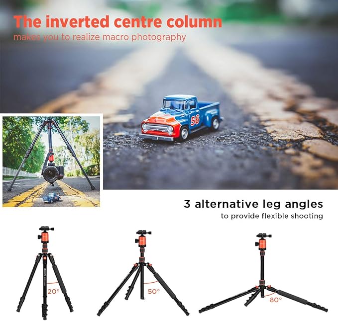 GEEKOTO 77’’ Tripod, Camera Tripod for DSLR, Compact Aluminum Tripod with 360 Degree Ball Head and 8kgs Load for Travel and Work