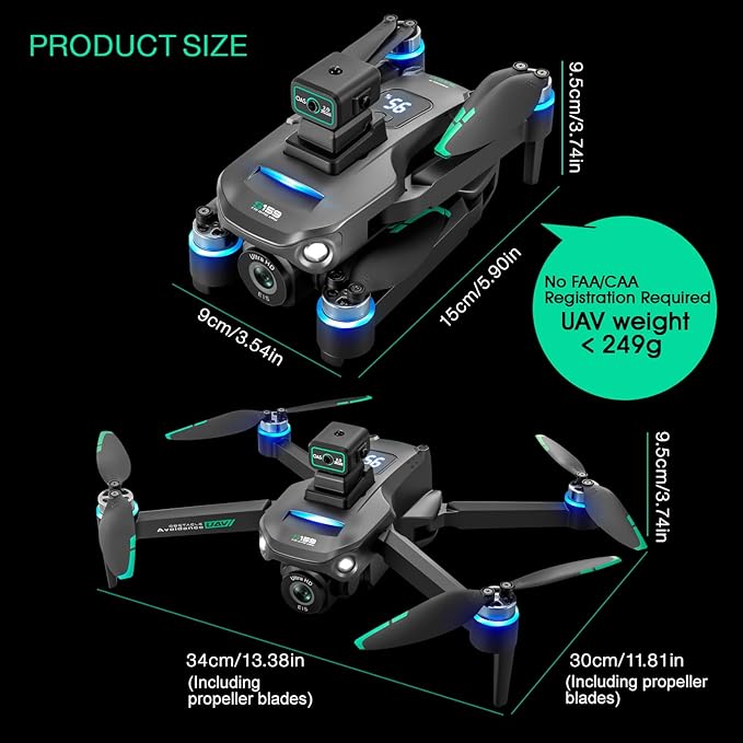 Drone with Camera 4k, GPS HD Drones for Adults, Remote Controller with Screen, Obstacle Avoidance, Brushless Motor FPV, 5G Transmission, 2 Battery, Professional (2 Battery+Black)