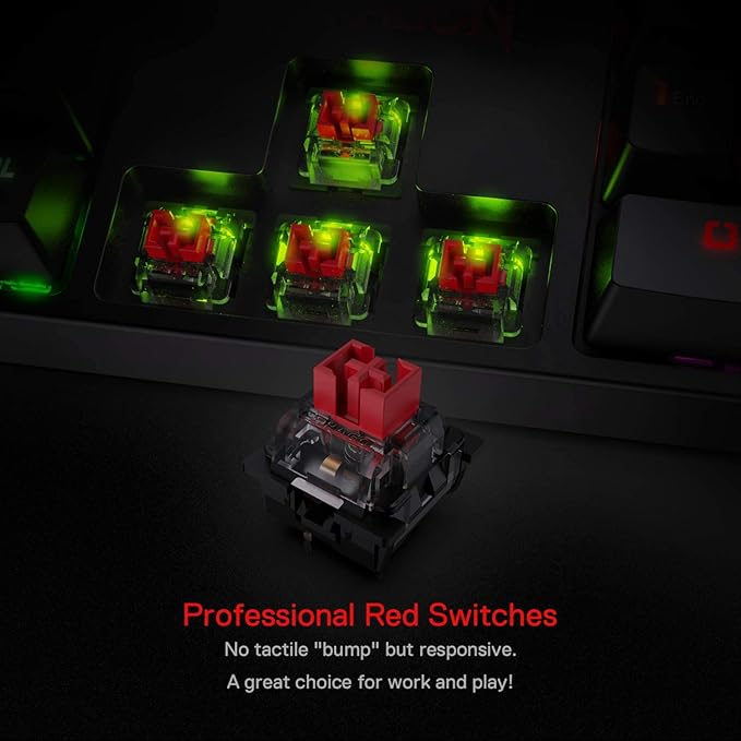 Redragon K582 RGB Mechanical Gaming Keyboard, 100% 104 Keys Standard Layout Gaming Keyboard with Double-Shot ABS Keycaps, Dynamic 16.8M RGB Backlit & Linear Red Switch, Redefine Software Supported