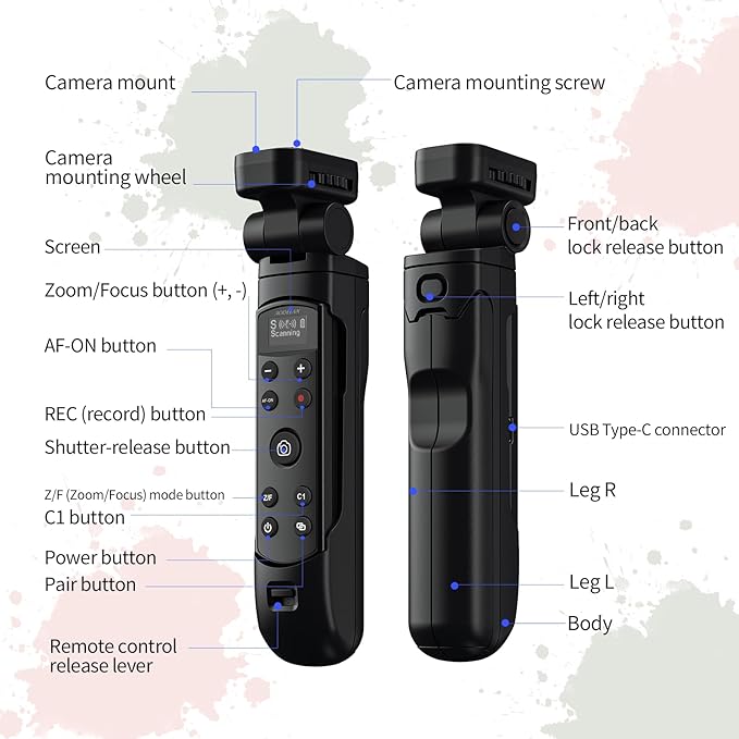 for Sony Camera Tripod with Rechargeable Shutter Release,AODELAN Shooting Grip Wireless Remote Control Handle for A7C,A7III,ZV-1,ZV-E10,ZV-1F,A6100,A6400,A6700,A7IV,RX100 VII,A9,A9 II,DSC-RX0 II