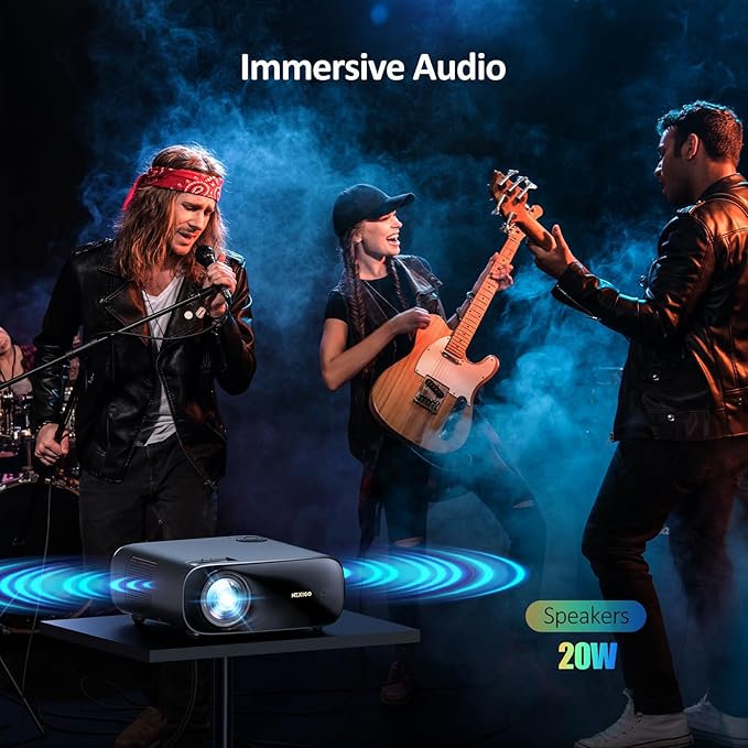 NexiGo PJ40 (Gen 3) Projector with WiFi and Bluetooth, D65 Calibrated, Native 1080P, 4K Supported, Projector for Outdoor Movies, 20W Speakers, Home Theater, Compatible w/TV Stick, iOS, Android