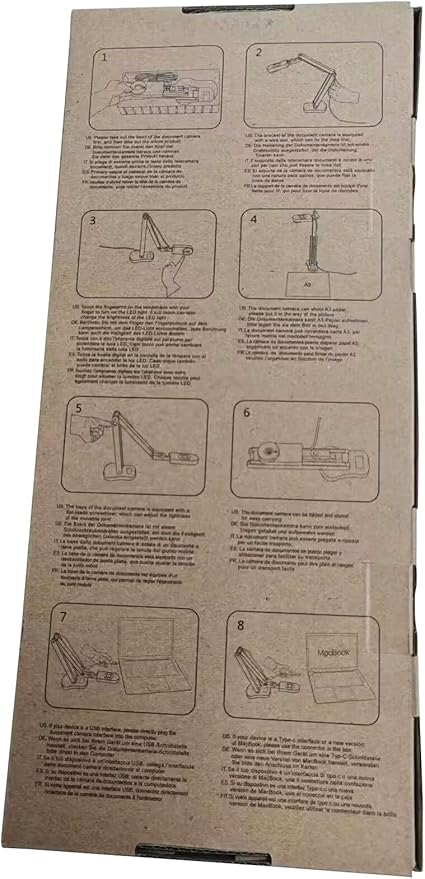 4K USB Document Camera for Teacher, 8MP Webcam & Visualiser for A3 Size with Dual Microphones, 3-Level LED Light, Image Invert, Foldable for Live Demo, Work with Windows, macOS and Chrome OS