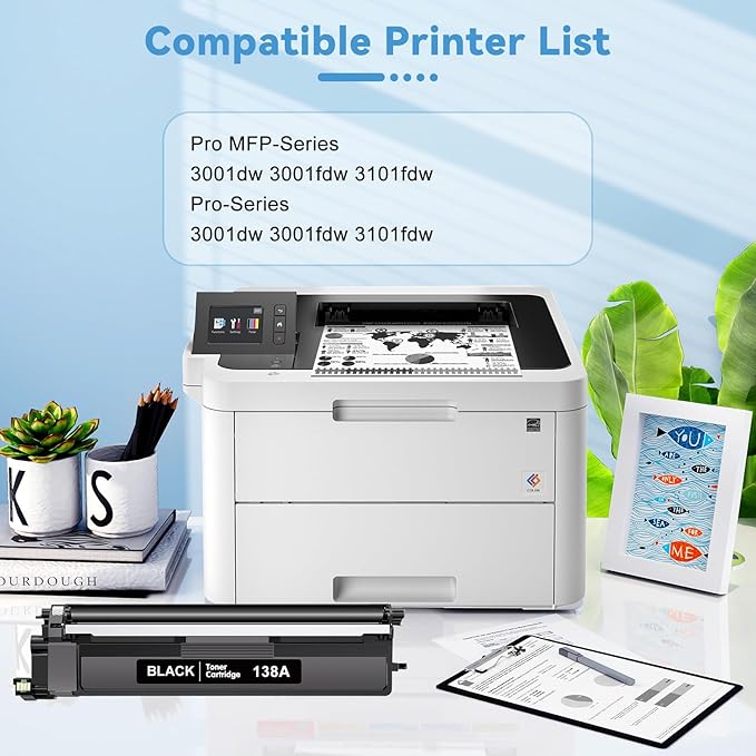 138A Toner Cartridge 1 Black with Chip Compatible for HP 138A W1380A Work with HP Laserjet Pro 3001dw 3001fdw 3001, MFP 3101fdw 3101 High Yeild Printer Toner Cartridge