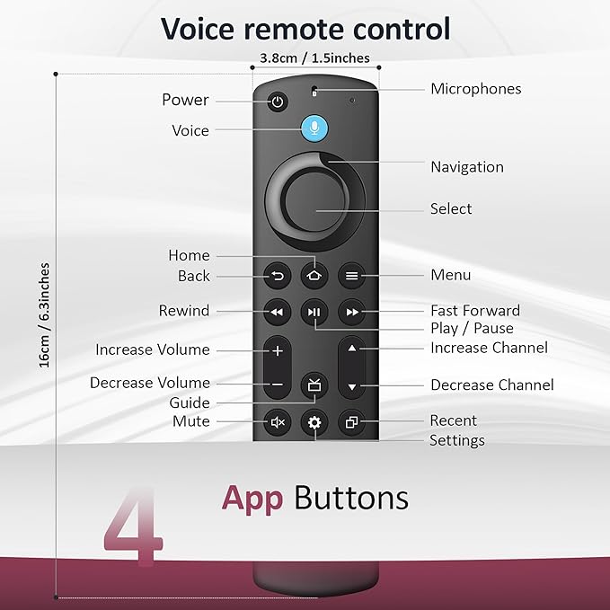 Voice Remote Replacement for All Fire-Series, TV Cube/Stick, Compatible with Stick 4K Max/4K (1st/2nd Gen), Stick (2nd/3rd Gen)/Stick Lite/HD, Omni Series, Insignia/Toshiba/Pioneer Smart TV