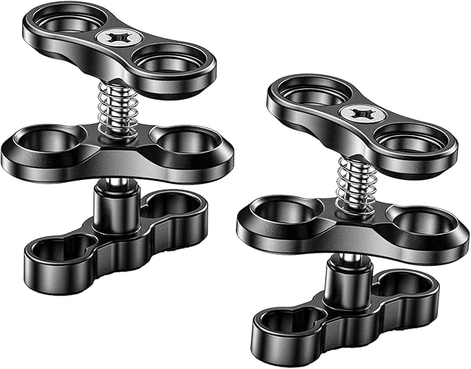 Seafrogs 1" Underwater Diving Camera Arm, Black Standard Underwater Ball Clamp for Underwater Photography Light System, Compatible with GoPro Action Camera and Flashlight Arms(CP-2-2PCS)