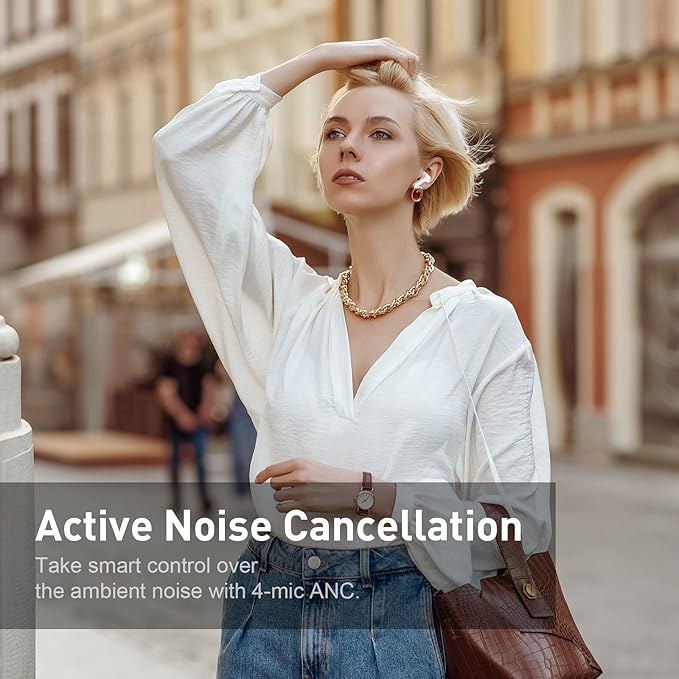 xtremtec Bluetooth Noise Cancelling Wireless Earbuds for iPhone/Android, in-Ear Sweatproof Stereo Bass Headphones, Immersive Sound Bluetooth 5.2 Earphones with Microphones,En-able Computer (White)