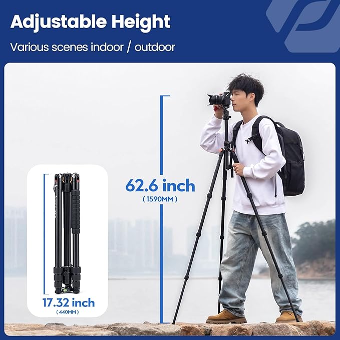 Fotopro 68 inch Camera Tripod Horizontal 360 Portable Monopod with Ball Head 16KG Load Capacity Quick Release Plate