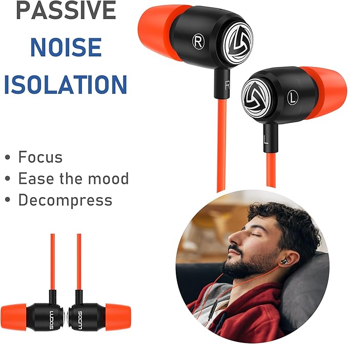 LUDOS Clamor USB C Headphones for iPhone 16 15 Pro Max Plus iPad Pro, 5 Years Warranty, USB-C Earbuds for Samsung Galaxy S24 S23 Ultra S22 S21 FE S20 A55 A54 A53, USB Type C Earphones - Coral