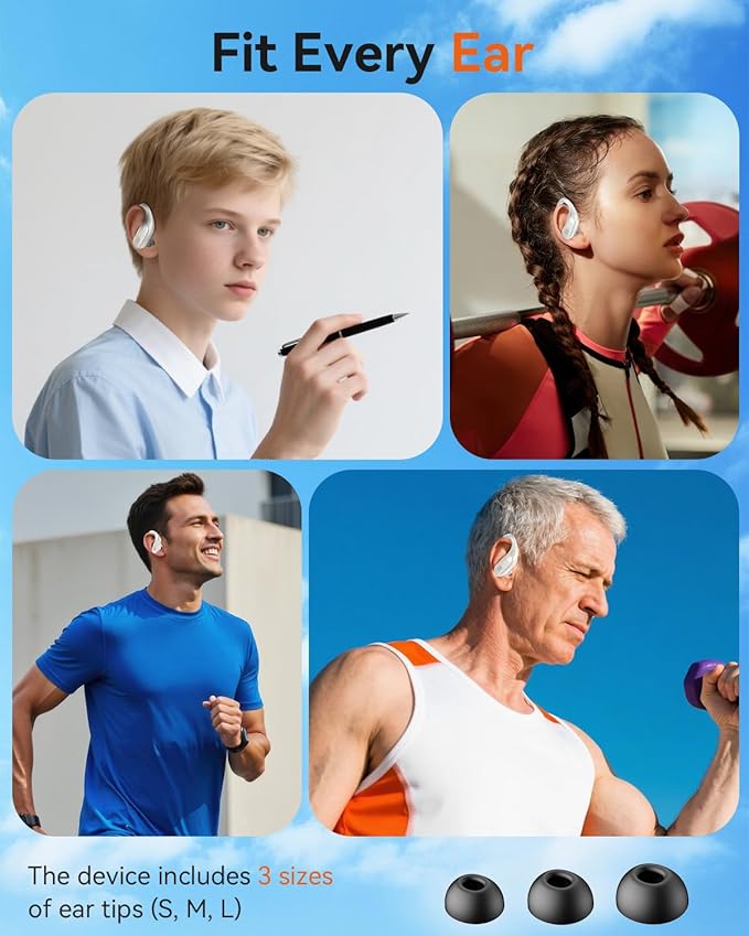 Wireless Earbuds, Sports Bluetooth 5.4 Headphones, Ear Buds with ENC Noise Canceling Mic, 50Hr Playtime Earphones, Palm-Sized, LED Power Display, IPX7 Waterproof Headset for Workout Running, White