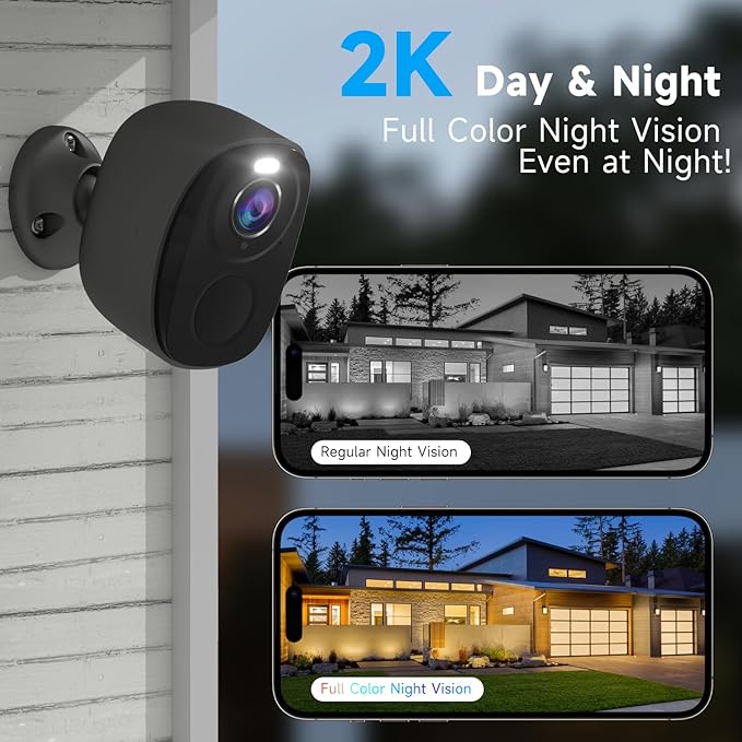4PC 5G/2.4G Security Cameras Wireless Outdoor,2K Battery Powered Camera for Home Security,WiFi Home Indoor Camera with AI Motion Detection,Siren, Color Night Vision,2-Way Talk, IP65, SD/Cloud,Alexa