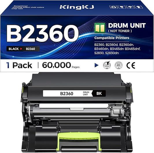 B2360 KVK63 Drum Unit (Not Toner) 1-Pack Replacement for Dell B2360 KVK63 Image-Drum Compatible with Dell B2360 B2360d B2360dn B3460dn B3465dn B3465dnf S2830 S2830dn Laser Printer All-in-One Copier