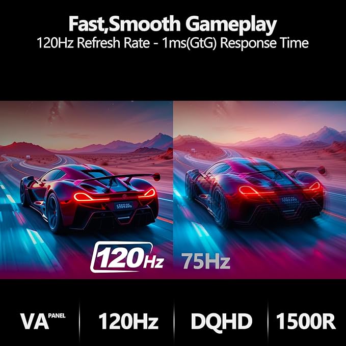 49 Inch Curved Gaming Monitor,1500R PC Screen 120hz DQHD 5120x1440, Computer Screen for Home Office Business, DP, HDMI, Support Wall Mount 100x100mm