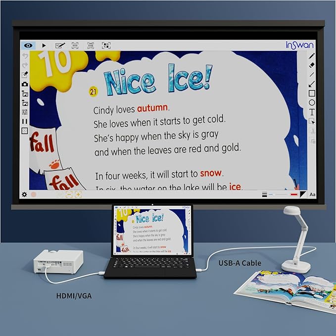 INSWAN INS-1 USB Document Camera — 8MP Ultra HD, Auto Focus, LED , Built-in Mic, Windows, Mac, iPad, Chromebook Compatible for Distance Learning, Remote Teaching, Web Conferencing, Live Demo