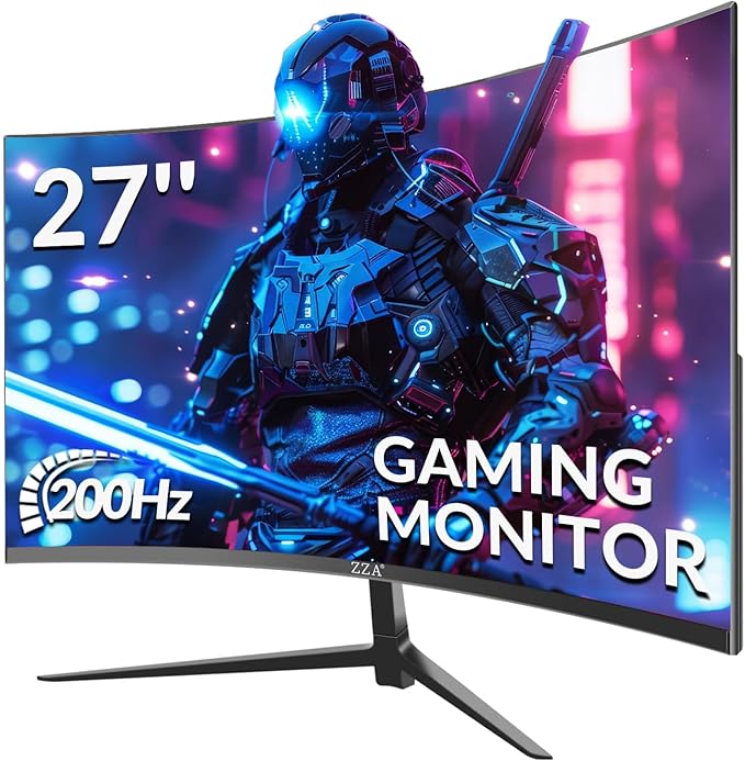 ZZA Gaming Monitor 27 inch PC Gaming Computer Monitor-165/200Hz 1ms -FHD 1080P丨FreeSync丨HDMI 2.0丨Display Port 1.4丨VA丨 Angle Adjustable丨VESA Compatible,Black