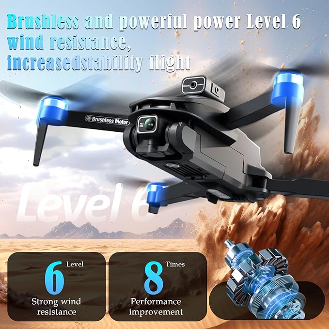 Mini Drone with Camera for Adults - 8K/4K 30FPS HD Video, 4.5" LCD FPV GPS Drone, 60-Min Flight Time (2 Batteries), 10,000ft Transmission, Auto Return, Foldable & Lightweight, Professional/Beginner Friendly (Black-3 Batteries)
